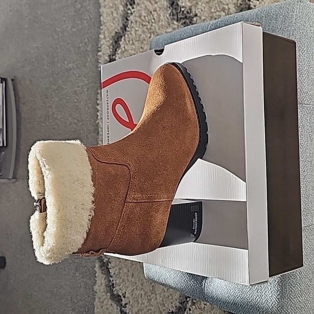 Blonde Camel Suede Waterproof Bootie